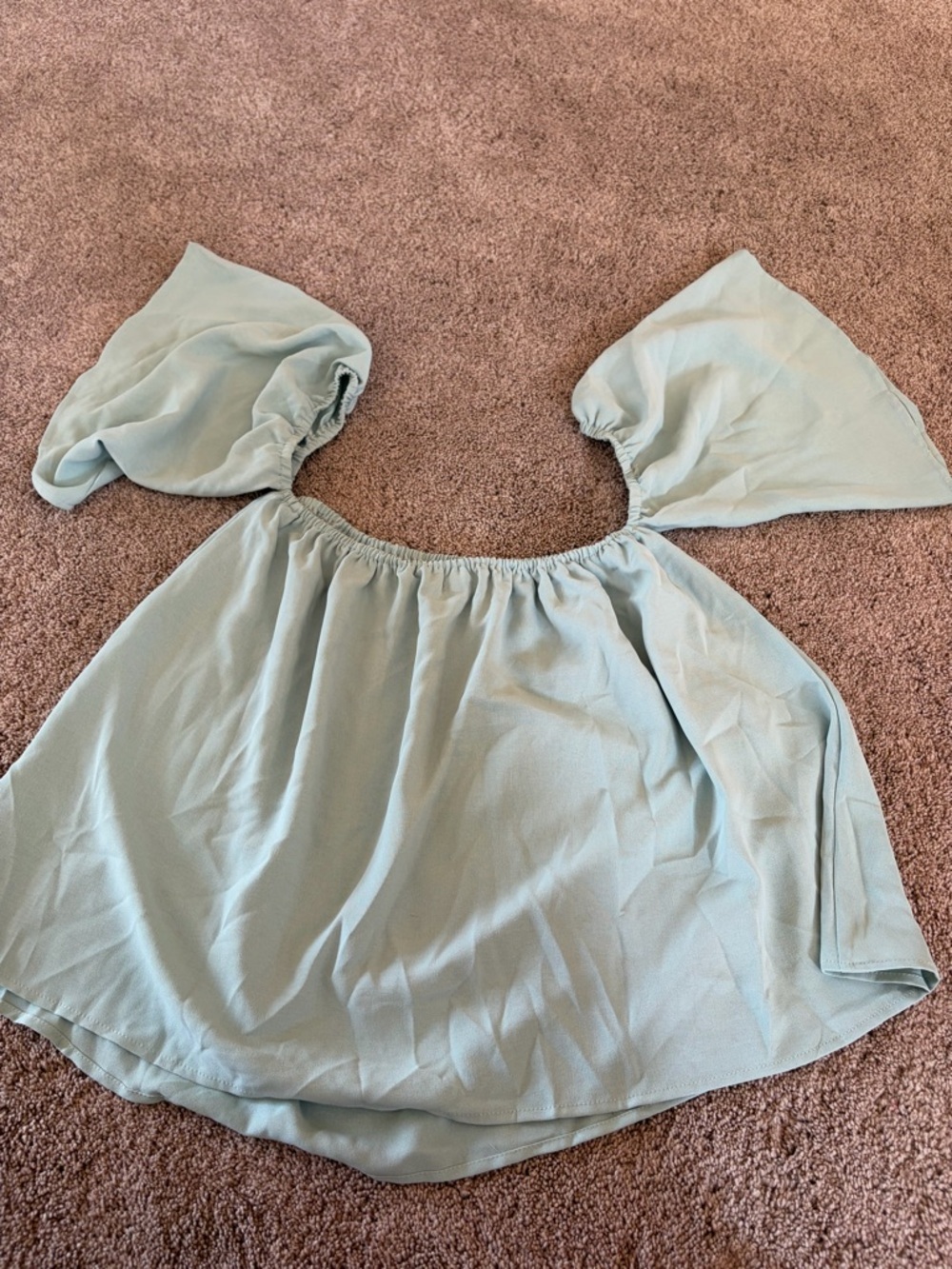 Light Blue Off-Shoulder Puff Sleeve Top